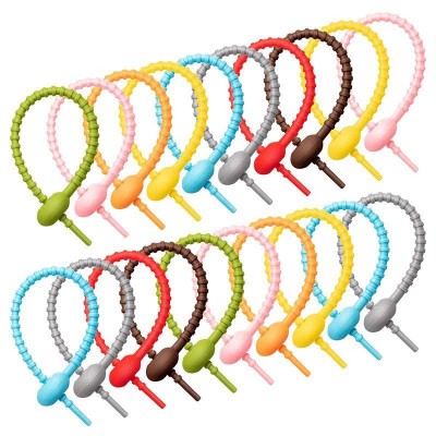 Reusable Silicone Ties Zip Headset Data Line Wire Ties Binder Self-locking Silicone Bag Fixing Ring Loop